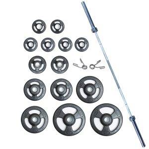 York 300 Pound Iso-Grip Rubber-Encased Steel Olympic Plate Set