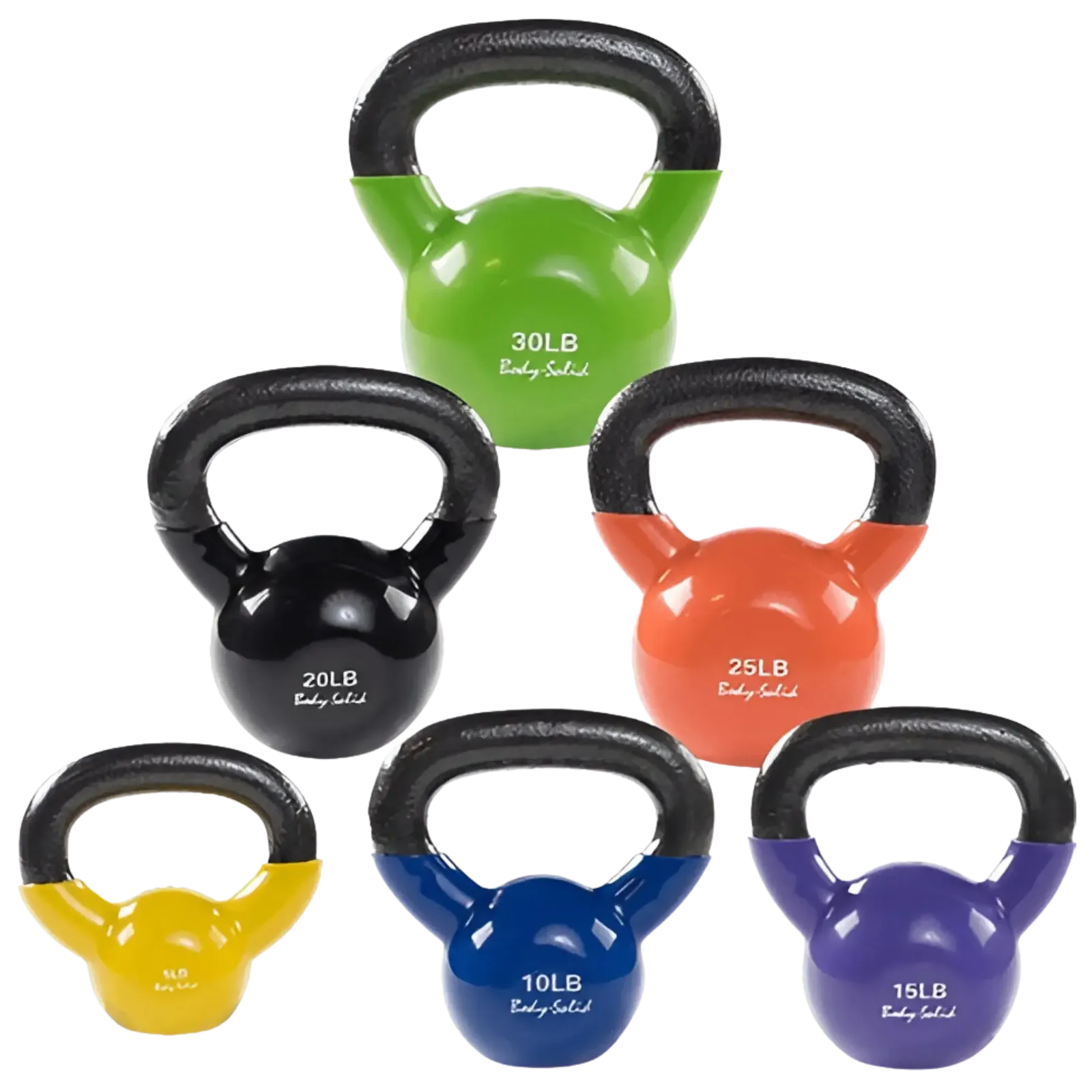 BSLDKBVS105PACK-main.webp Body-Solid KBVS105PACK 5-30 lb. Vinyl Kettlebell with Rack - Body Solid - image 7