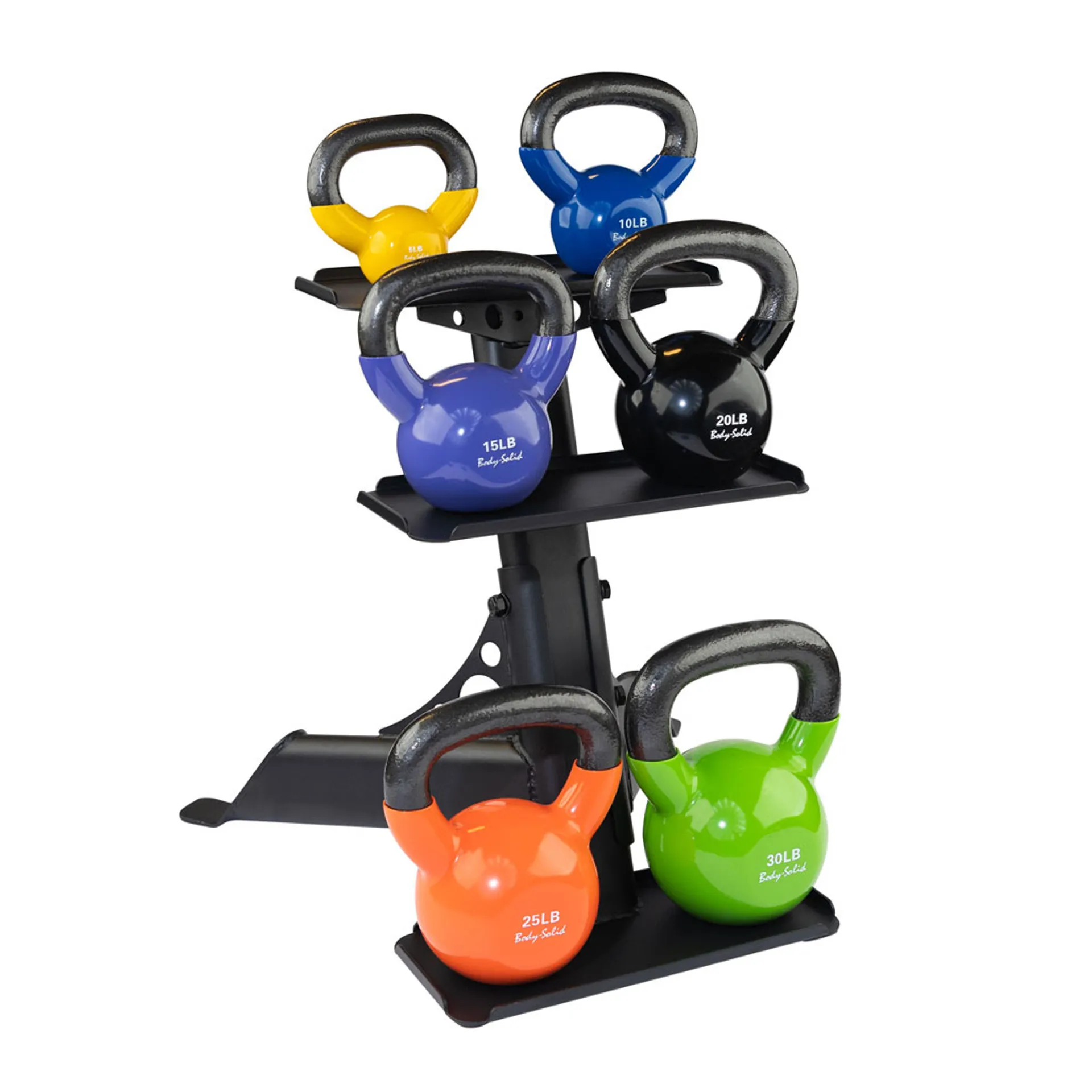 Body-Solid KBVS105PACK 5-30 lb. Vinyl Kettlebell with Rack - Body Solid - image 1