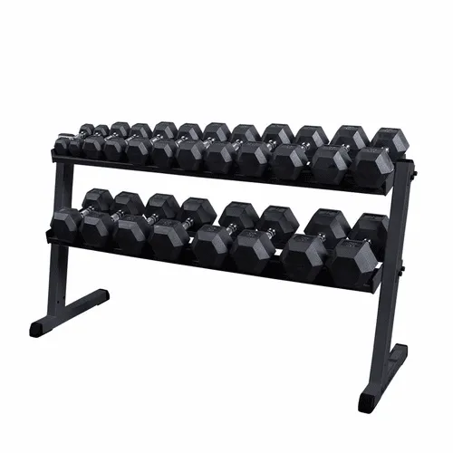 Body Solid 5-50lb Rubber Encased Dumbbell Set W/Rack - Body Solid - image 1
