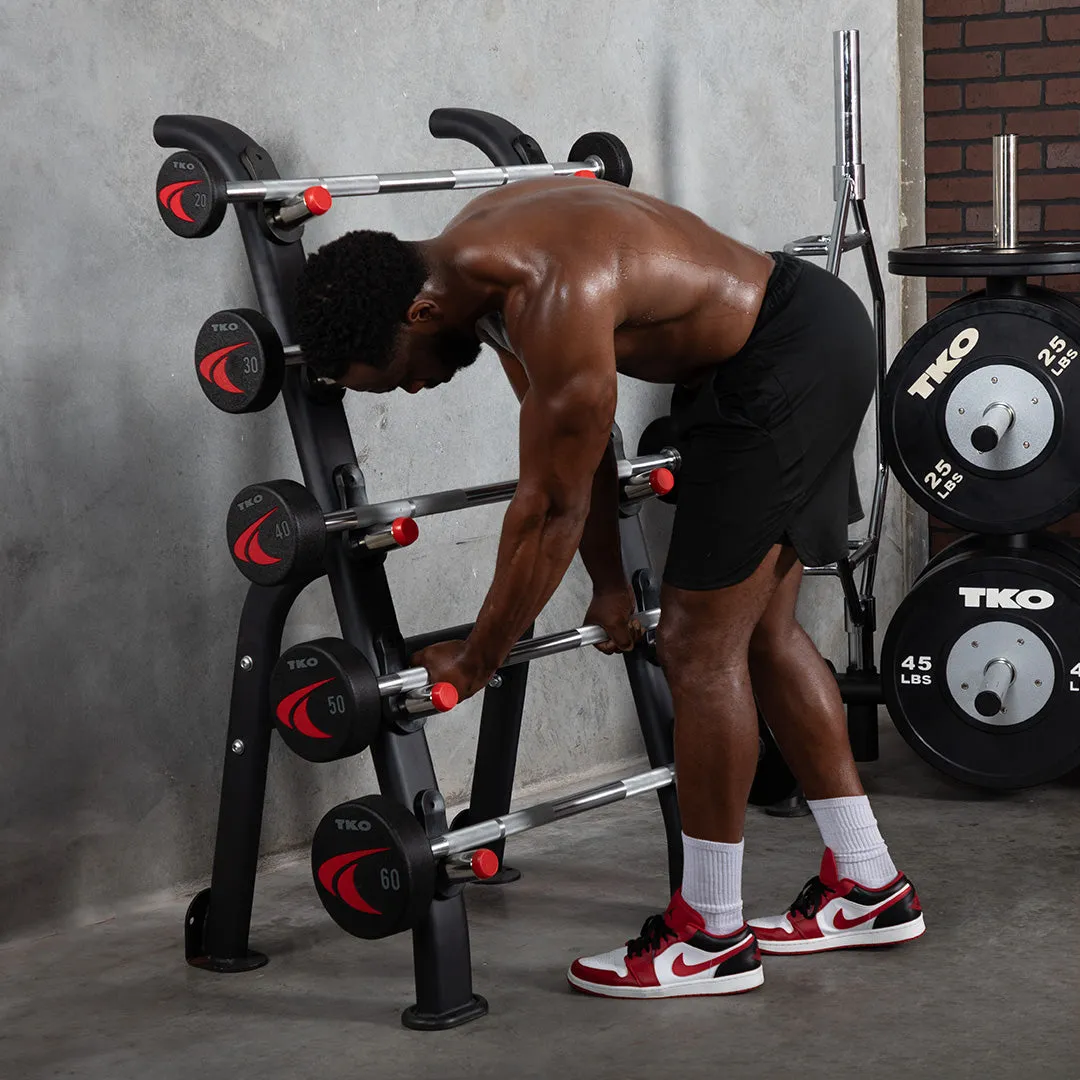 845BBR-BKwithmodel.jpg TKO 5 Bar Barbell Rack - TKO - image 3