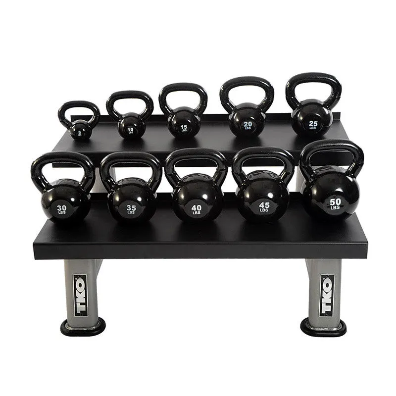 TKO 5-50 Pound Vinyl Kettlebell Set w/ 2 Tier Rack - TKO - image 1