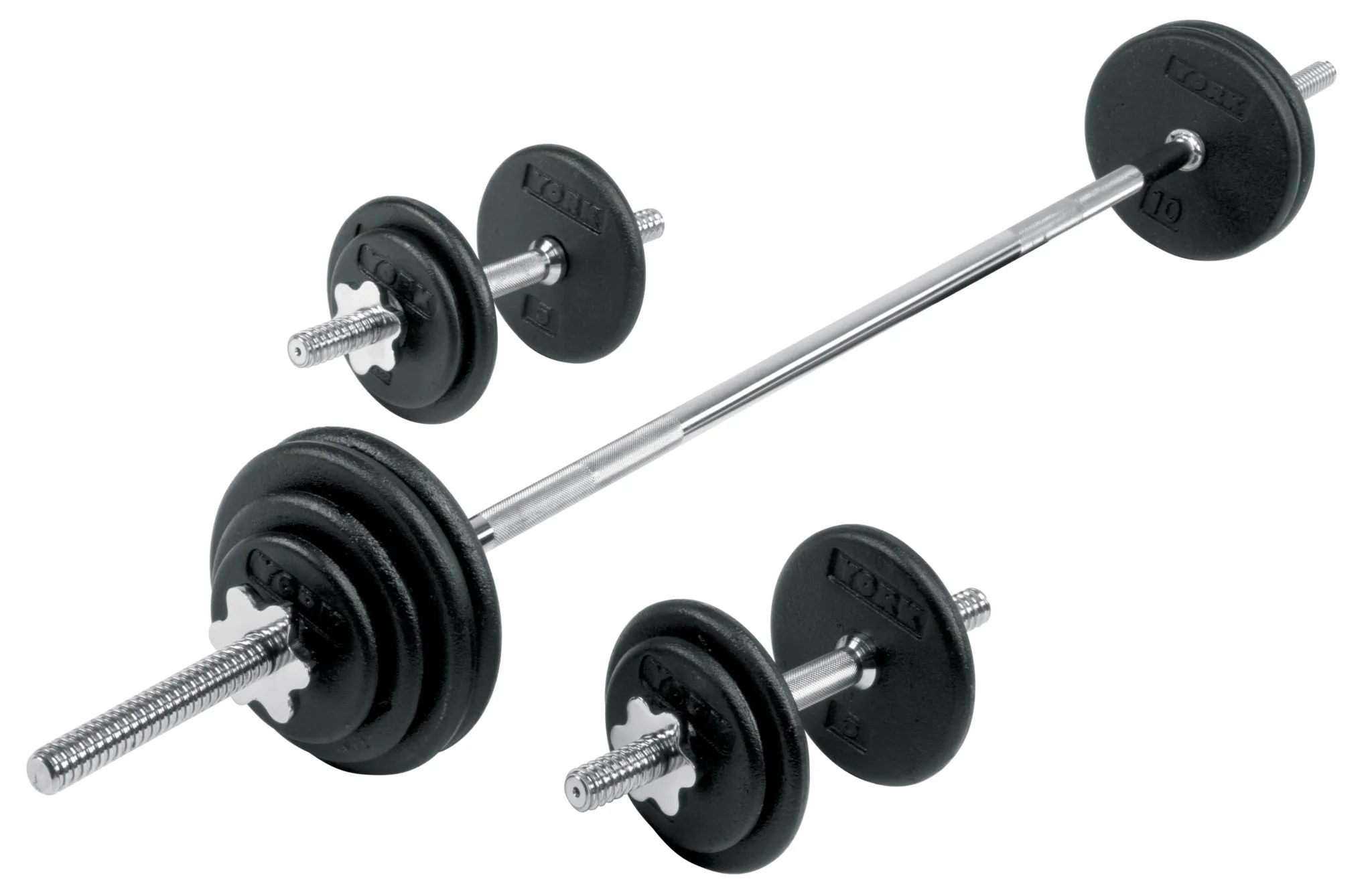 York 310 Lb Pro Cast Iron Dumbbell / Barbell Spinlock Set - York Barbell - image 1