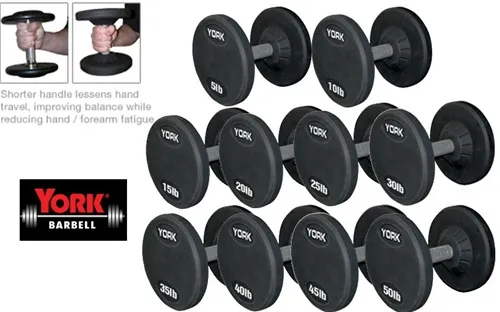 York 5-50 Pro Style Rubber Dumbbell Set - York Barbell - image 2