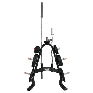 TKO 255 pound Rubber Olympic plate set w/ 843OPT-BK plate tree