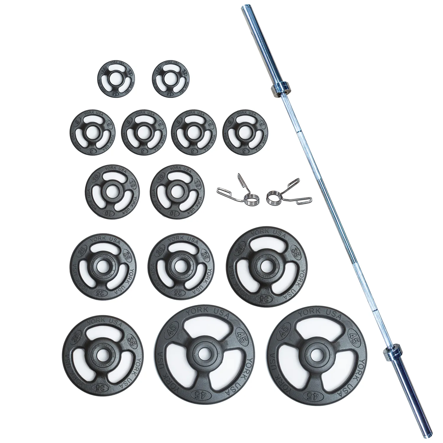York Barbell 300 Pound Iso Grip Steel Olympic Weight Plate Set - York Barbell - image 1