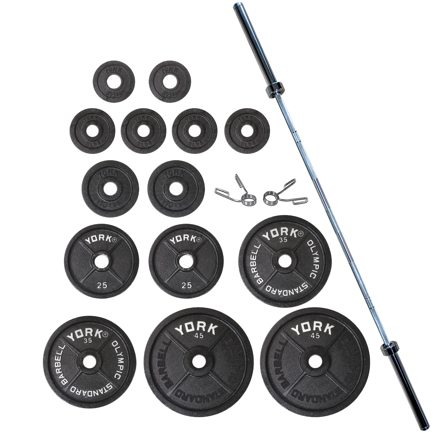 York Barbell Legacy Cast Iron Milled 300 Pound Olympic Weight Plate Set - York Barbell - image 1