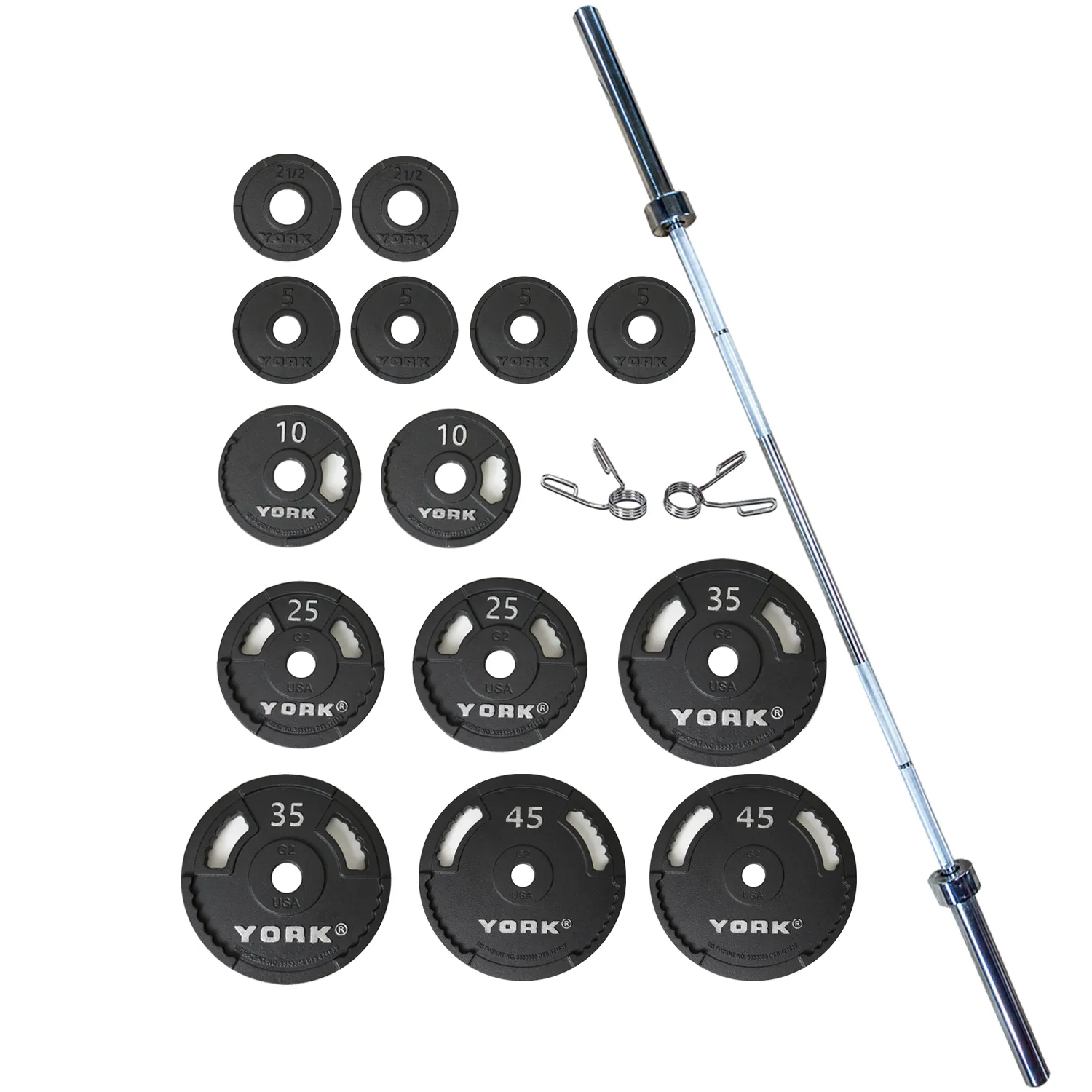 York Barbell G-2 Cast Iron Olympic Plate Set - York Barbell - image 1